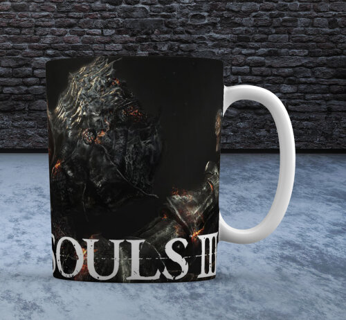 Caneca Branca Cerâmica Personalizada Dark Souls Iii