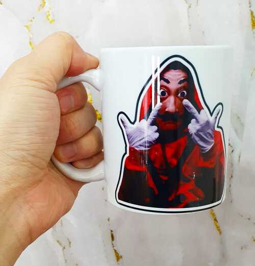 Caneca Branca Cerâmica Personalizada La Casa de Papel