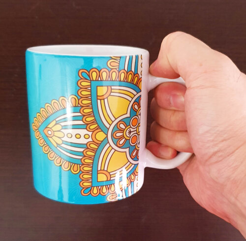 Caneca Branca Personalizada Mandala Verde Água