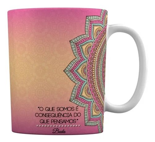 Caneca Branca Personalizada Mandala Rosa