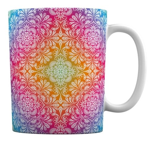 Caneca Branca Personalizada Mandala Psicodélico