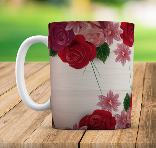 Caneca Branca Personalizado Floral Rosa