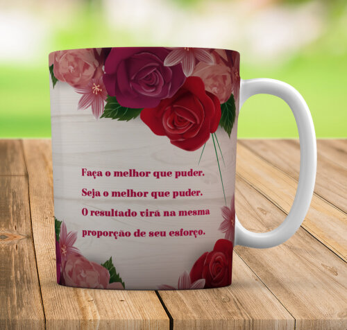 Caneca Branca Personalizado Floral Rosa