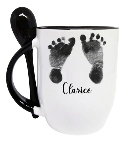 Caneca Preta com Colher Personalizada Melhor Dindo do Mundo