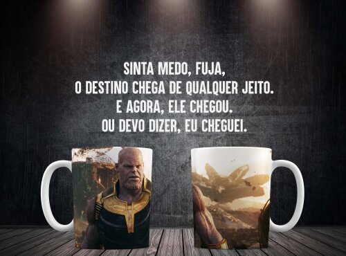 Caneca Branca Personalizado Thanos Vingadores Ultimato