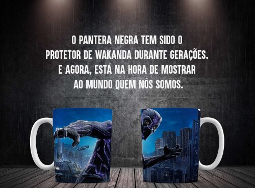 Caneca Branca Cerâmica Personalizado Pantera Negra Cidade