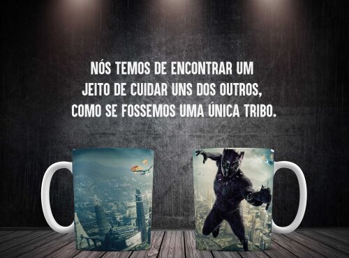 Caneca Branca Personalizado Pantera Negra Voando