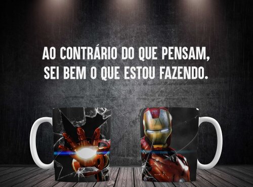 Caneca Branca Homem de Ferro Estourando Vidro
