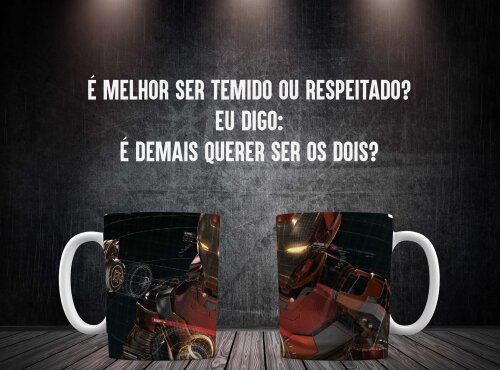 Caneca Branca Personalizado Homem de Ferro Montagem