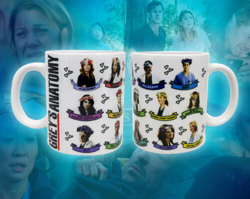 Caneca Branca Personalizado Grey´s Anatomy Personagens
