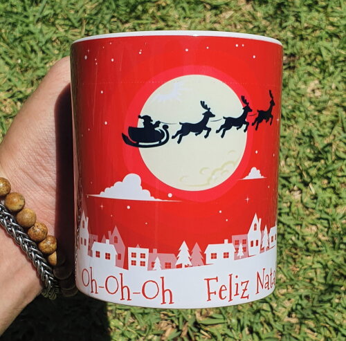Caneca Branca Personalizado Mimo Natal Trenó