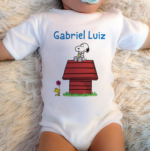 Body Baby Branco Personalizado - Snoopy Passarinho Woodstock
