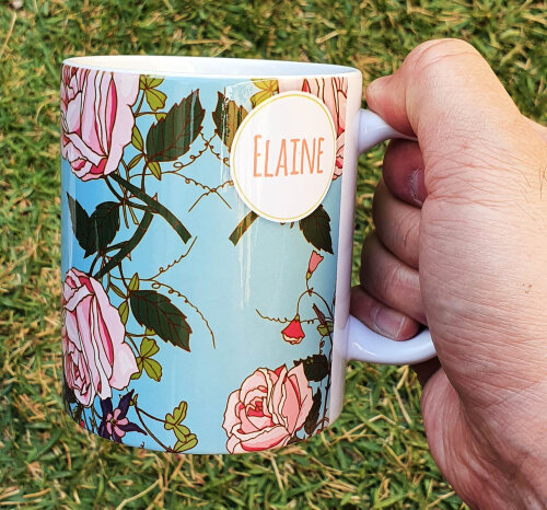 Caneca Branca Personalizada Presente Mãe Avó Floral Rosas