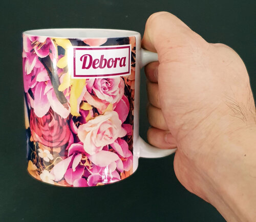 Caneca Branca Personalizada Floral Rosas Amo Minha Avó