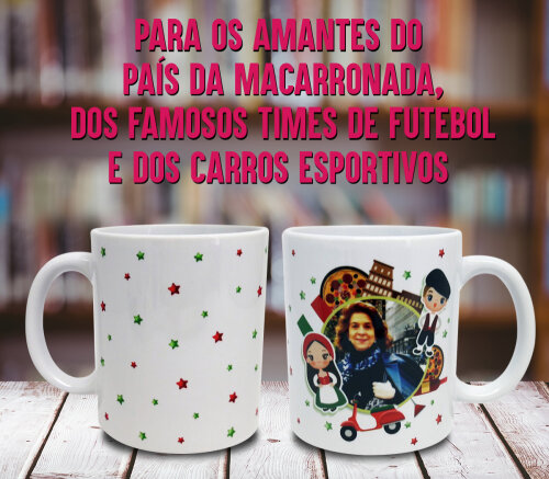 Caneca Branca Personalizada País Itália Italiano