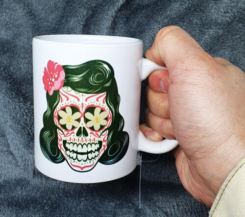 Caneca Branca Personalizada Caveira Mexicana Mulher