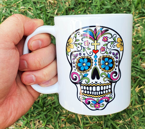 Caneca Branca Personalizada Mimo Caveira Mexicana