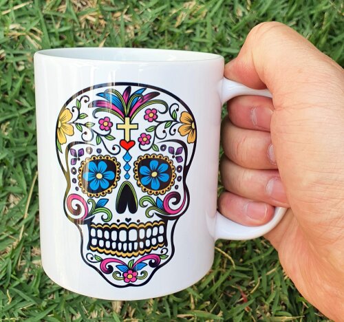 Caneca Branca Personalizada Mimo Caveira Mexicana