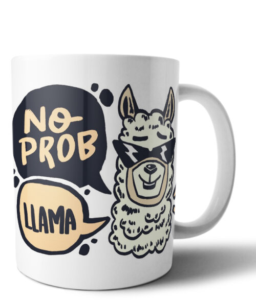Caneca Branca Personalizada Presente - no Prob Lhama