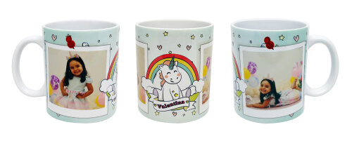 Caneca Branca Unicórnio Personalizada (com Suas Fotos)