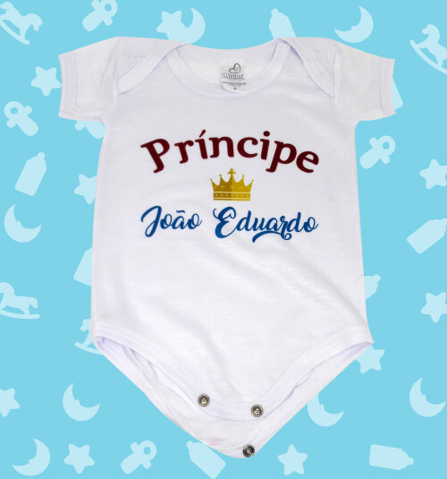 Body Baby Branco Personalizado - Príncipe (com Nome)
