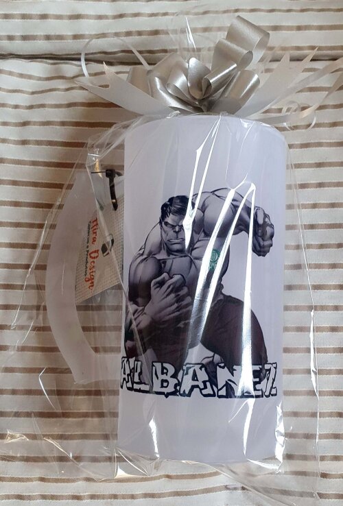 Caneca Chopp Vidro Jateado Personalizado - Hulk (com Nome)