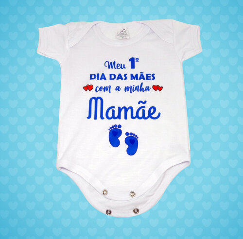 Body Baby Personalizado Meu 1º Dia das Mães com Minha Mamãe