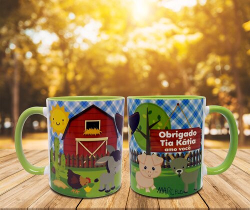 Caneca Verde Claro Fazenda Personalizada