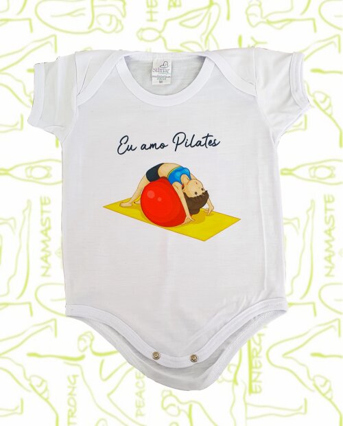 Body Baby Branco Roupinha Bebê Eu Amo Pilates