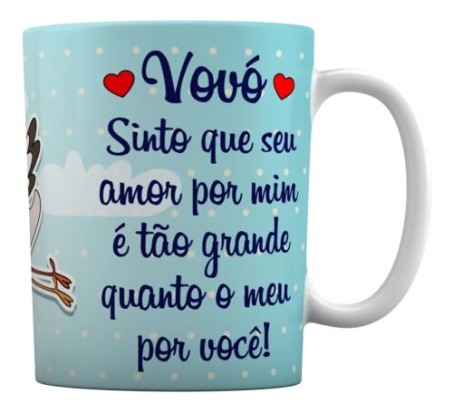 Caneca Branca Presente Cegonha Vovó e Vovô Estou Chegando!