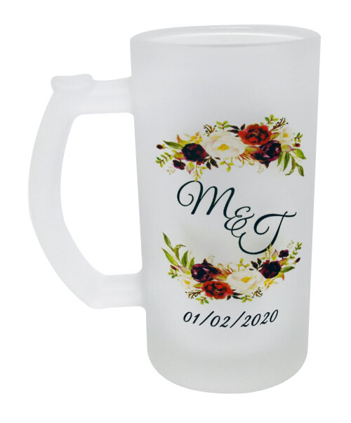 Caneca Vidro Cerveja Jateado Personalizado Noivos Casamento