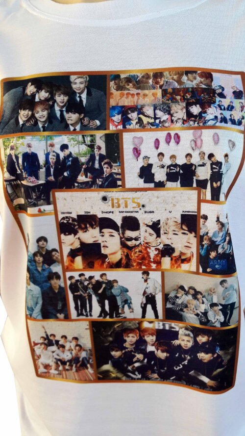Camiseta Branca Personalizada Grupo Coreano Bts