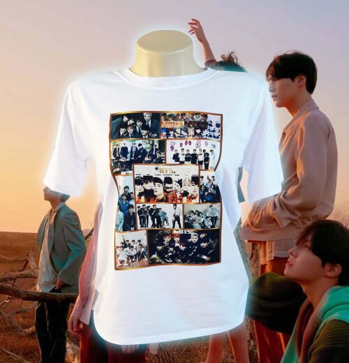 Camiseta Branca Personalizada Grupo Coreano Bts