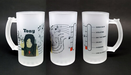Caneca Vidro Chopp Cerveja Personalizado - Roqueiro Rock