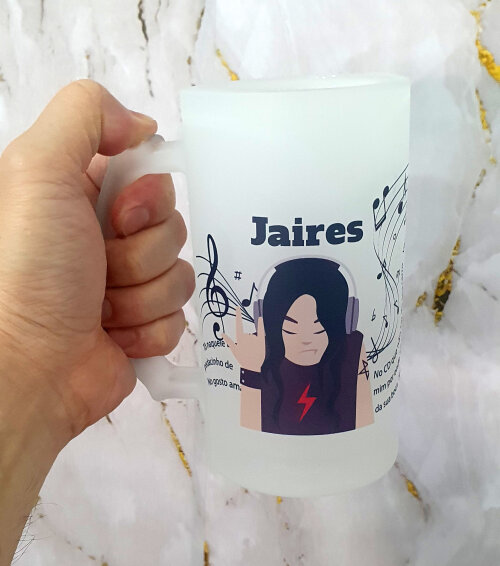 Caneca Vidro Chopp Cerveja Personalizado - Roqueiro Rock