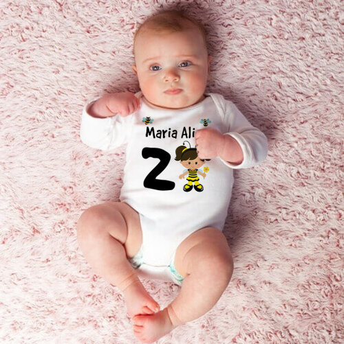 Body Baby Branco Personalizado Filha Abelha Abelhinha