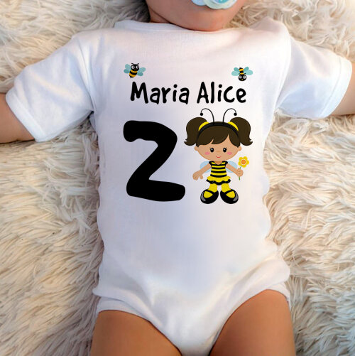 Body Baby Branco Personalizado Filha Abelha Abelhinha