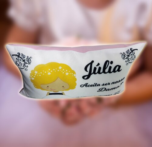 Almofada Rosa Personalizada Lembrancinha Daminha Casamento