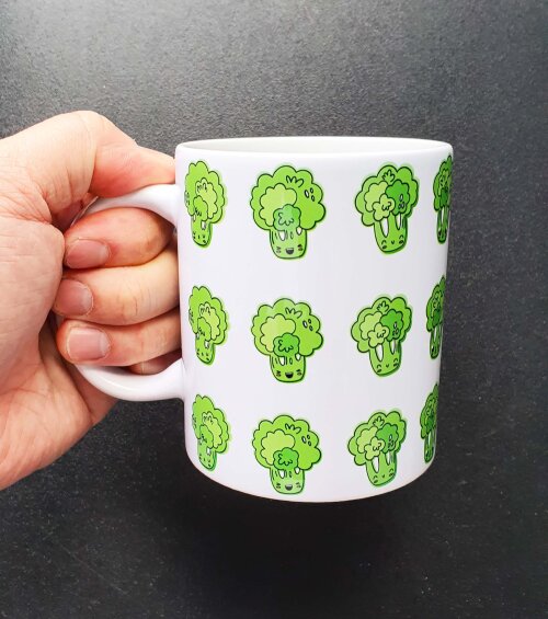 Caneca Branca Personalizado Legume Brócolis para Filhos