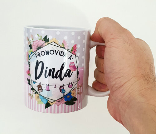 Caneca Branca Personalizada Promovido a Dinda Madrinha