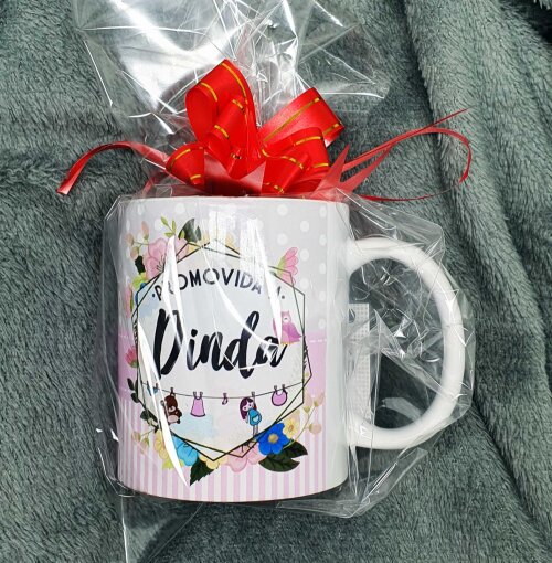 Caneca Branca Personalizada Promovido a Dinda Madrinha