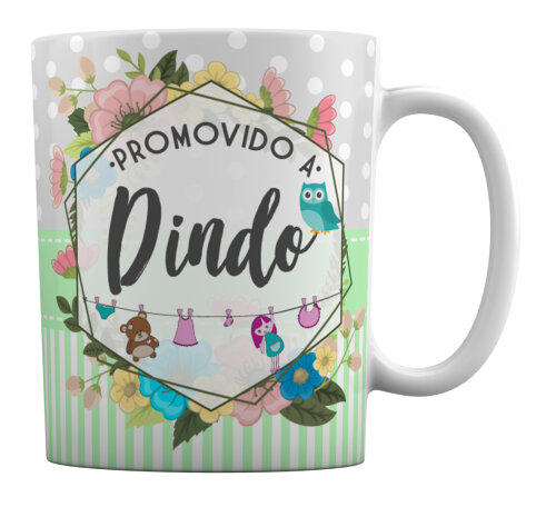 Caneca Branca Personalizada Promovido a Dindo Padrinho