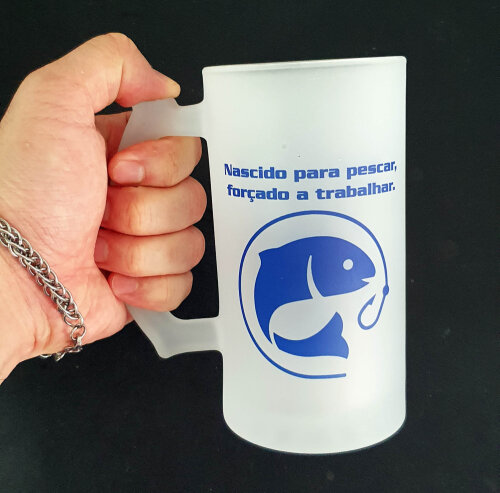 Caneca Chopp Cerveja Vidro Pescador, Pescaria, Pesca