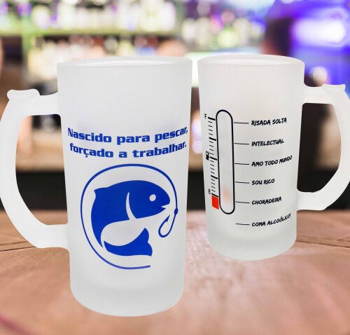 Caneca Chopp Cerveja Vidro Pescador, Pescaria, Pesca