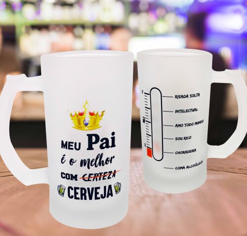 Caneca Chopp Cerveja Vidro Meu Pai É Melhor com Cerveja