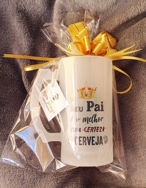 Caneca Chopp Cerveja Vidro Meu Pai É Melhor com Cerveja