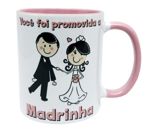 Caneca Rosa Personalizada Casal Noivos para Casamento