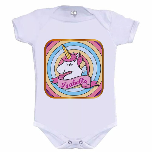 Body Baby Branco Personalizado Unicórnio Psicodélico