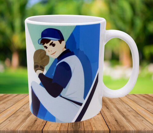 Caneca Branca Personalizado Jogador de Baseball