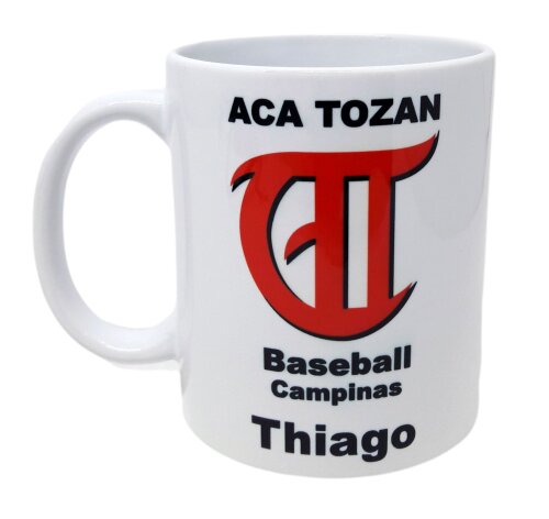 Caneca Branca Personalizado Jogador de Baseball